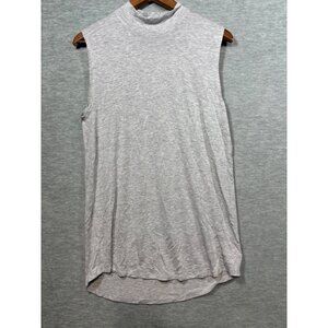 Athleta Womens Grey Sleeveless Mock Neck Top Size S Workout Stretchy